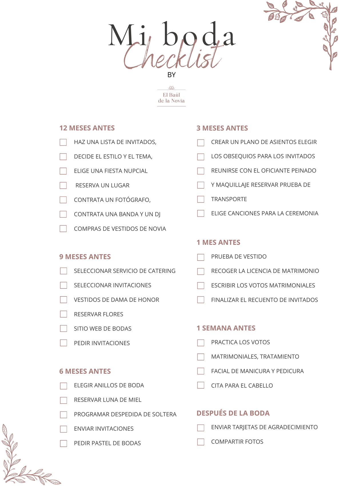 MI CHECKLIST BODAS