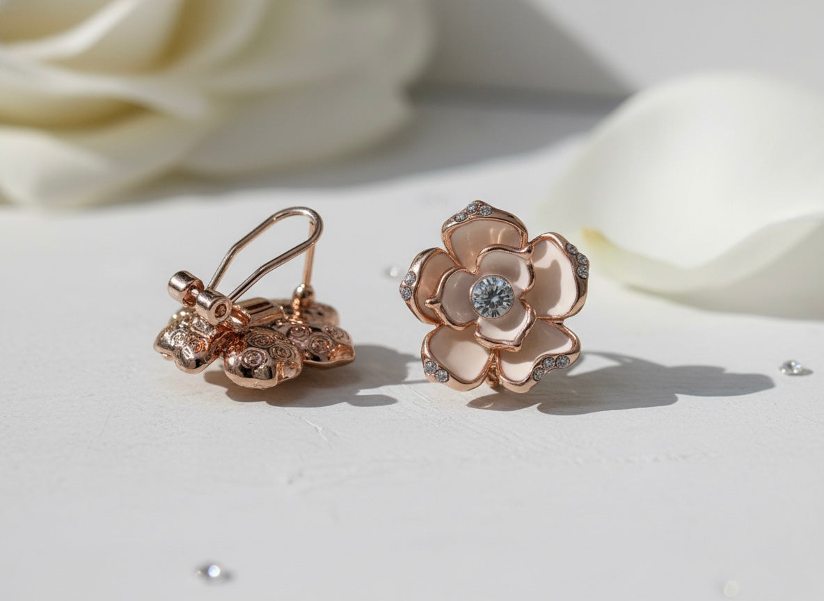 Aretes Flor Gold Rose