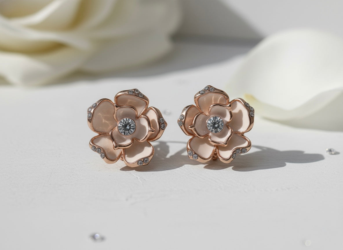 Aretes Flor Gold Rose