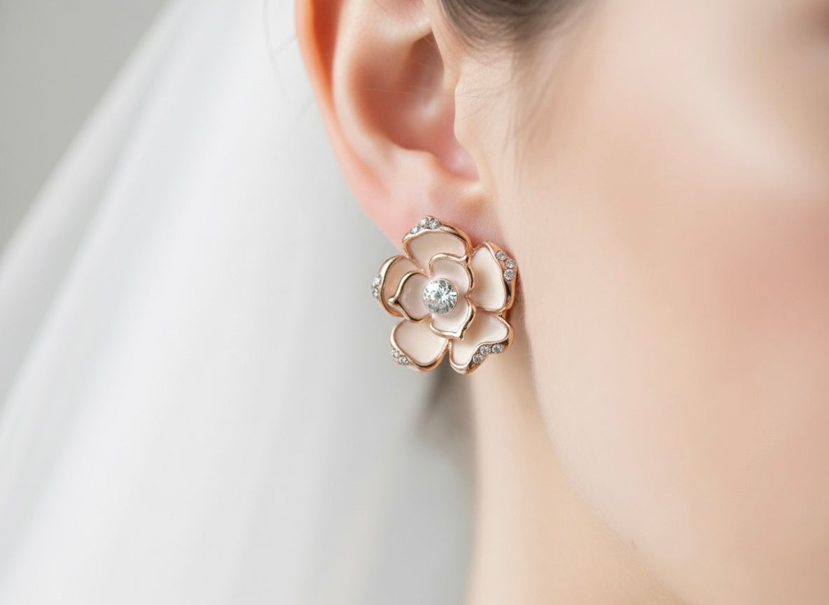 Aretes Flor Gold Rose